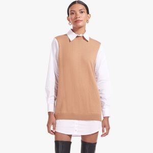 NWT STAUD Fern Dress in Tan / White